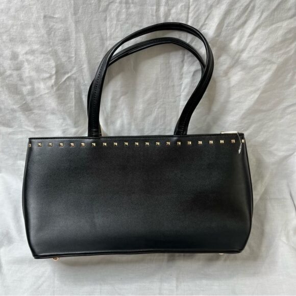 GAL Black Studded Nylon Footed Tote Bag With Gold Detailing & PVC Trim - Picture 2 of 10